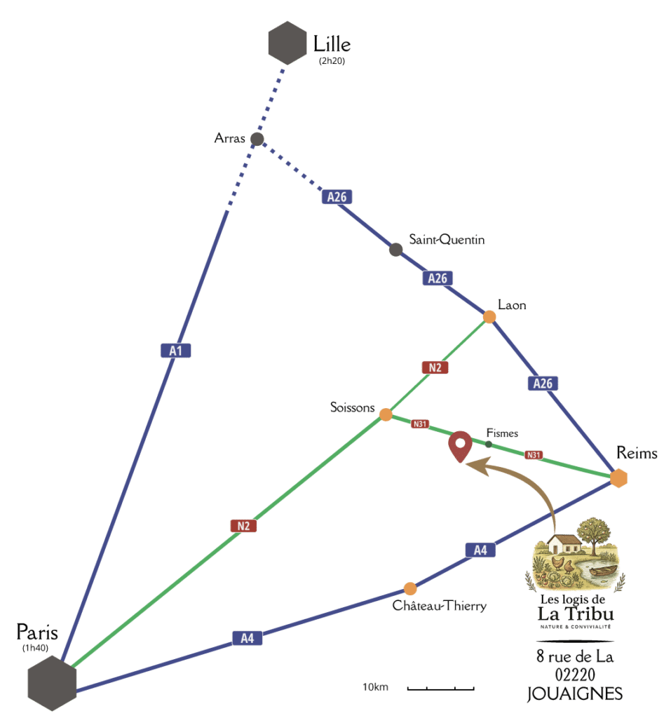 Plan de situation des logis de La Tribu